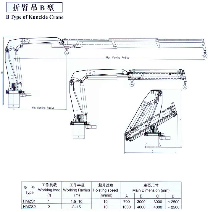 B Type Knuckle Boom Crane